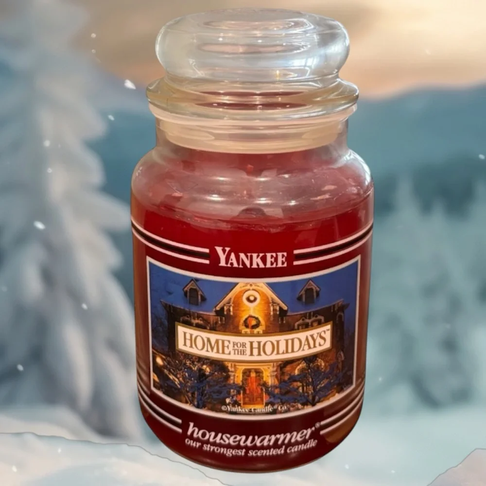 Yankee Candle Jar Vintage Home for the Holidays Rare Vintage Black Band Burgundy